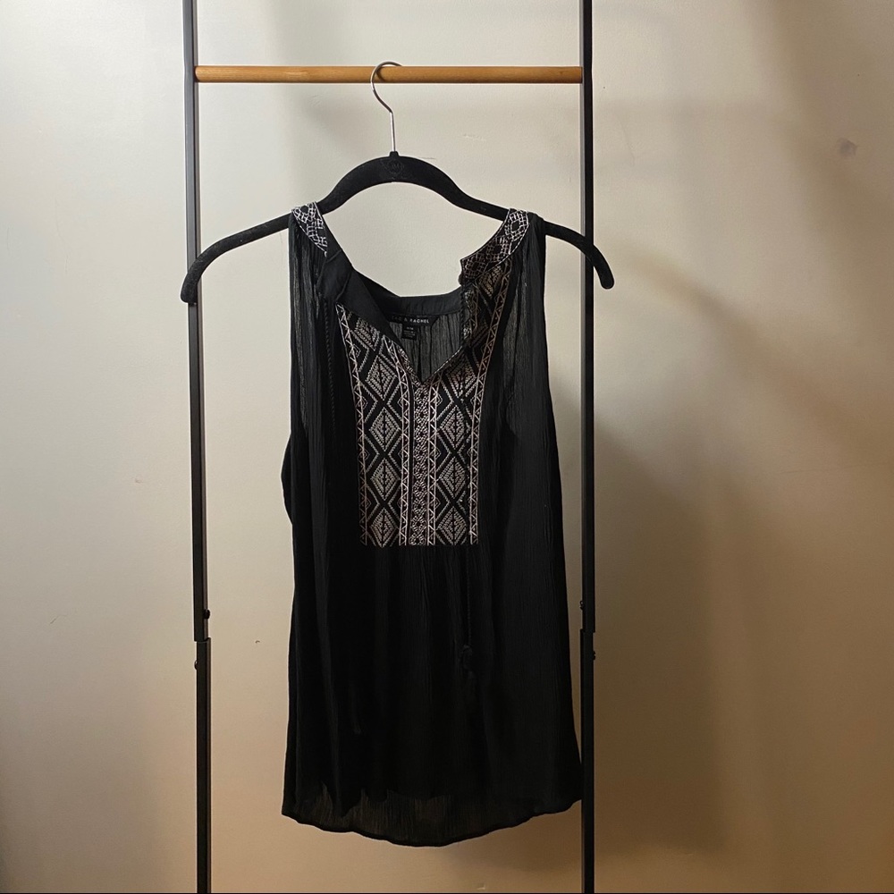 Zac & Rachel Embroidered Tank With Tassels  -M
